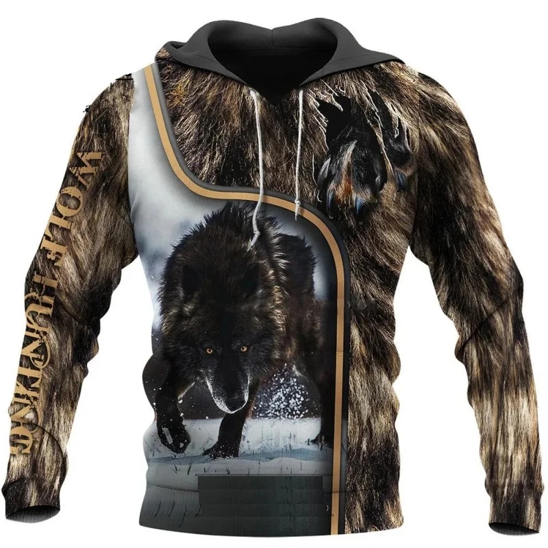 Wolf Printed Hoodies Men 3d Ho - Streetwear Brand Tracksuit 评论和价格