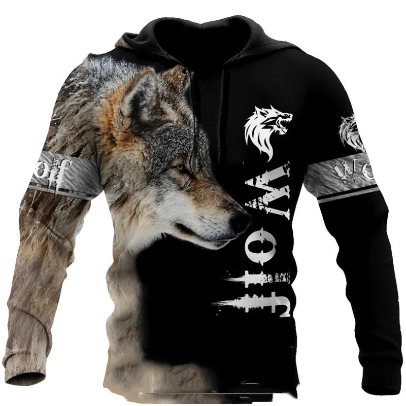 Wolf Printed Hoodies Men 3d Ho - Streetwear Brand Tracksuit 评论和价格