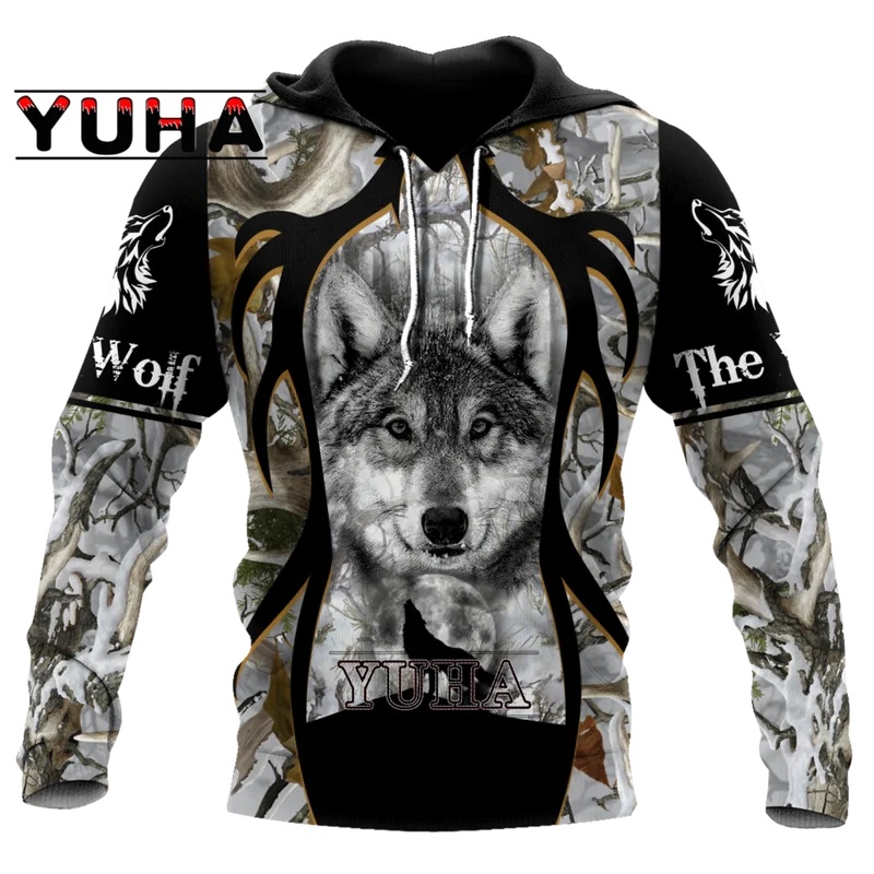 Wolf Printed Hoodies Men 3d Ho - Streetwear Brand Tracksuit 评论和价格