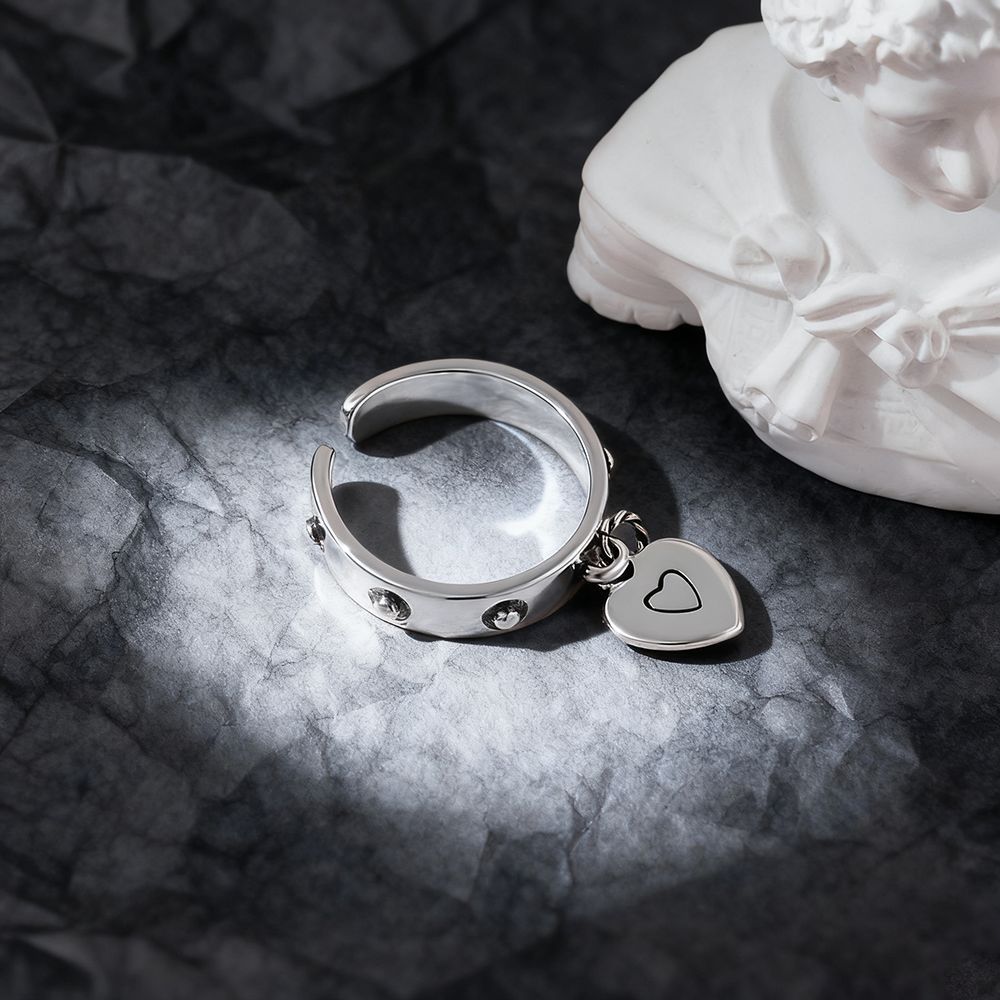925 Sterling Silver Heart ​Adj - Chrome Hearts Ring 评论和价格