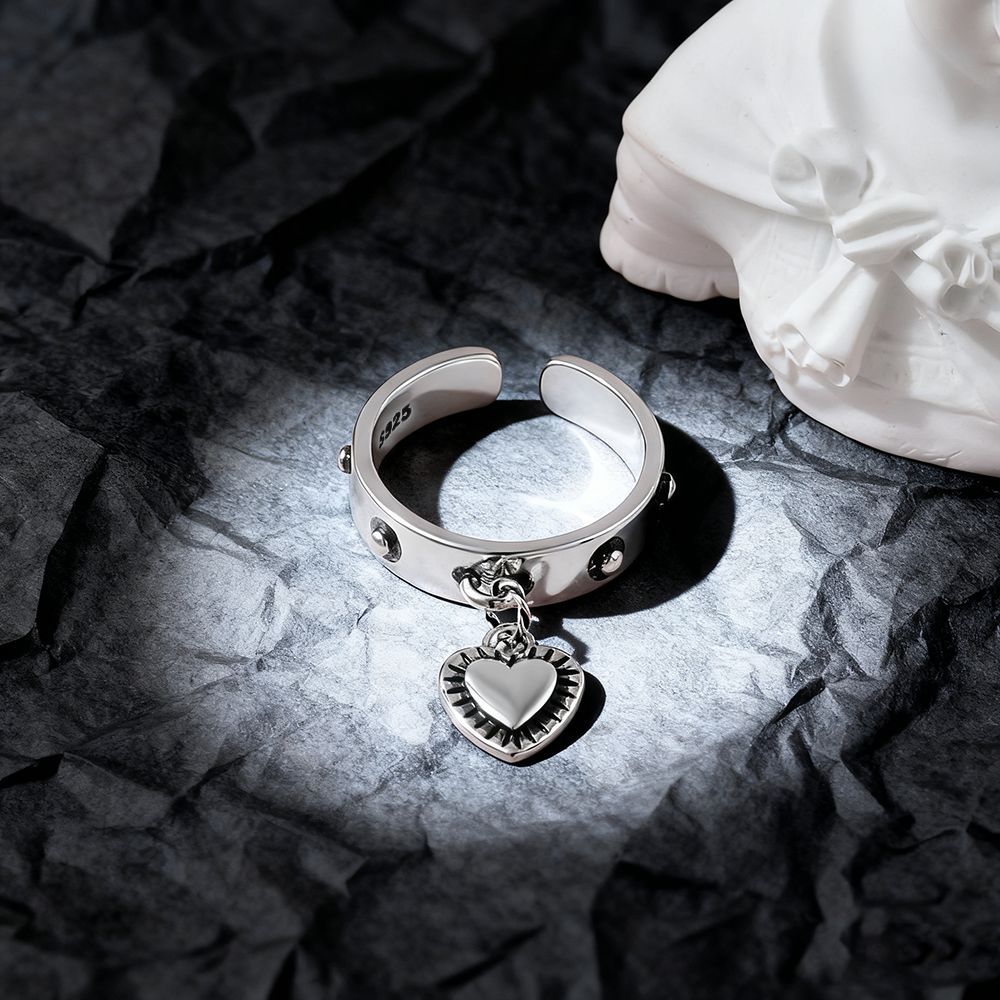 925 Sterling Silver Heart ​Adj - Chrome Hearts Ring 评论和价格