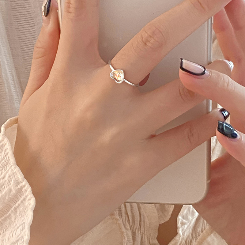 925 Sterling Silver Heart Zirc - Chrome Hearts Ring 评论和价格