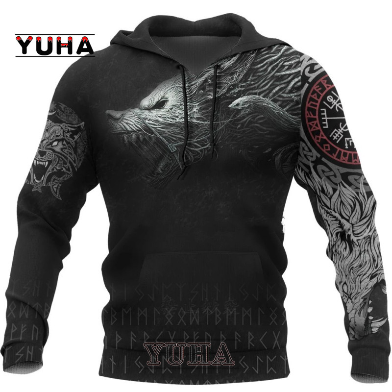 Wolf Printed Hoodies Men 3d Ho - Streetwear Brand Tracksuit 评论和价格