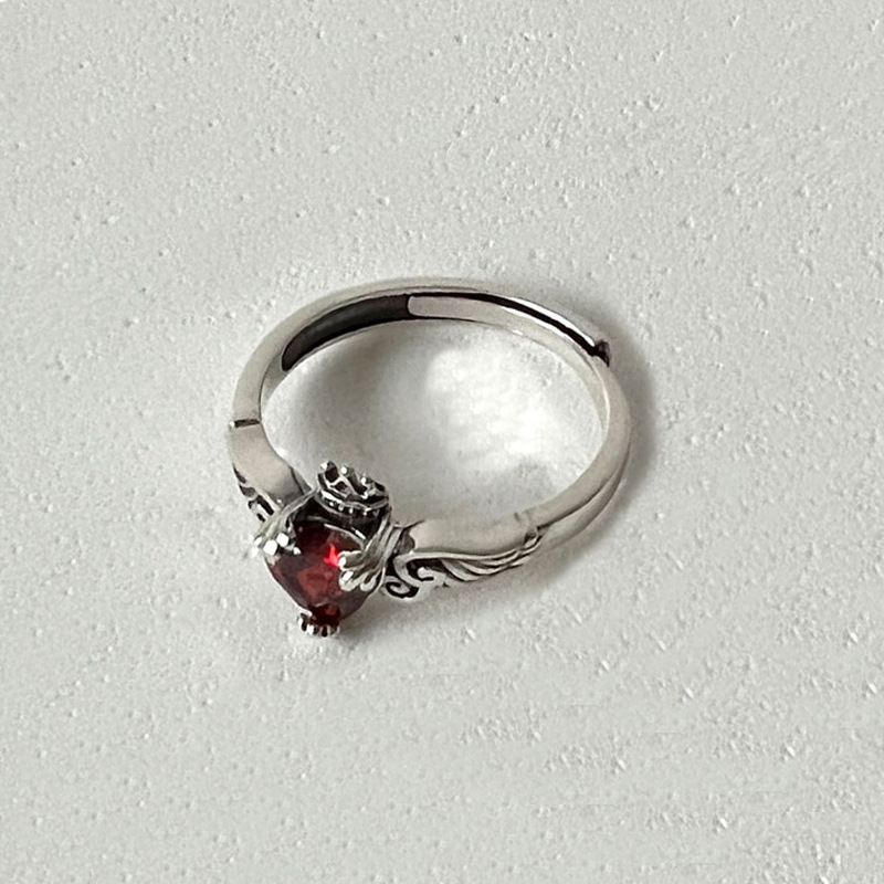 925 Sterling Silver Heart Red  - Chrome Hearts Ring 评论和价格