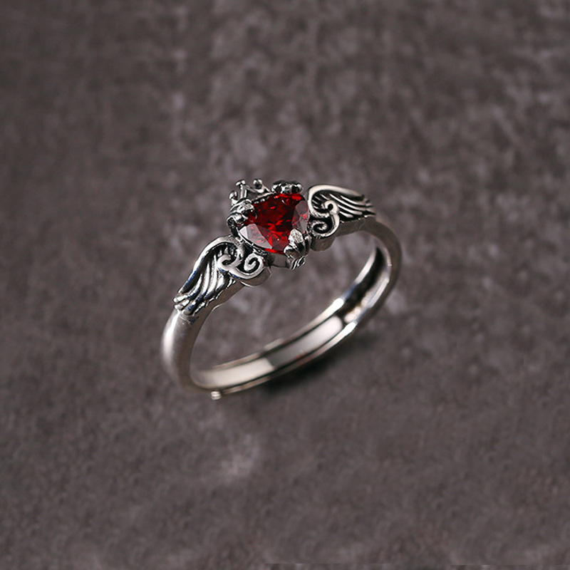 925 Sterling Silver Heart Red  - Chrome Hearts Ring 评论和价格