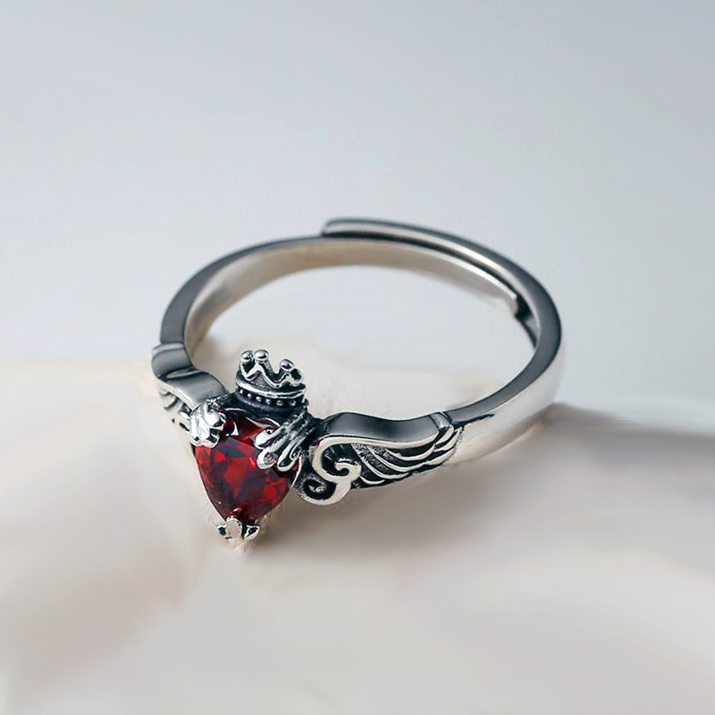 925 Sterling Silver Heart Red  - Chrome Hearts Ring 评论和价格
