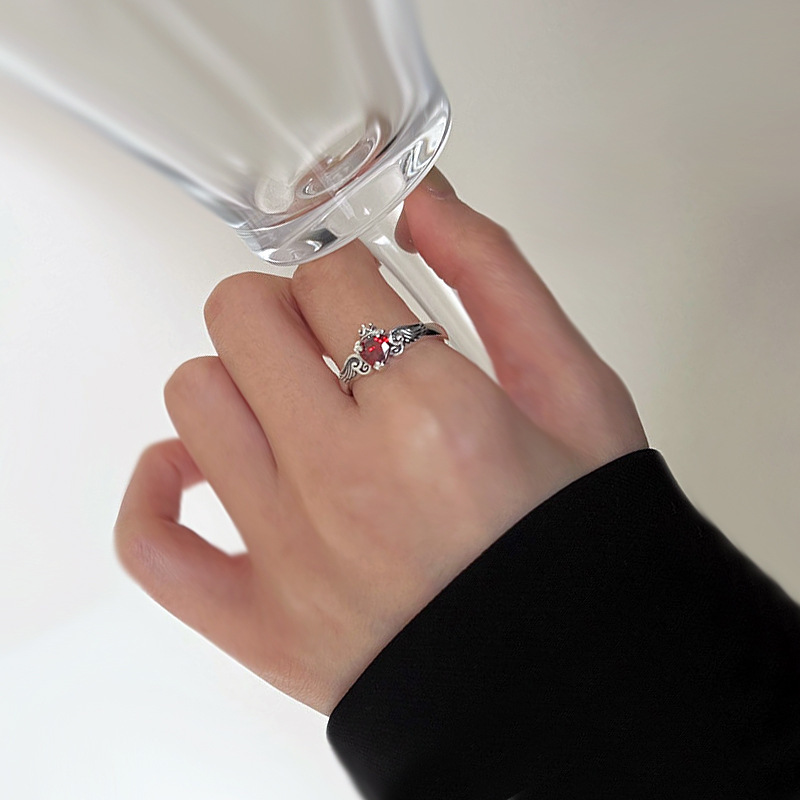 925 Sterling Silver Heart Red  - Chrome Hearts Ring 评论和价格